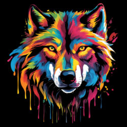 Vibrant Colourful Paint Splatter | Wolf - Kids Youth T-Shirt Design
