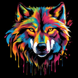 Vibrant Colourful Paint Splatter | Wolf - Womens Crop T-Shirt Design