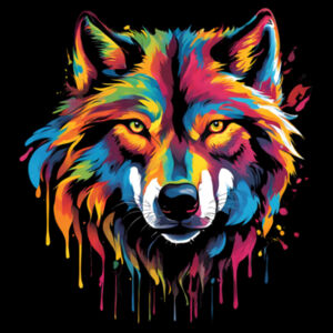 Vibrant Colourful Paint Splatter | Wolf - Womens Mali T-Shirt Design