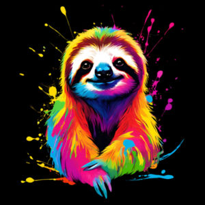 Vibrant Colorful Paint Splatter | Sloth - Womens Crop T-Shirt Design