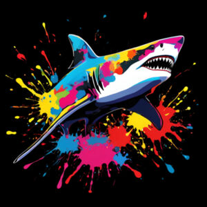 Vibrant Colorful Paint Splatter | Shark - Womens Crop T-Shirt Design