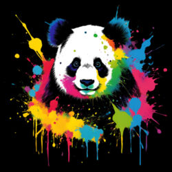 Vibrant Colorful Paint Splatter | Panda - Kid T-Shirt Design