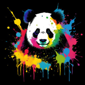 Vibrant Colorful Paint Splatter | Panda - Womens Crop T-Shirt Design