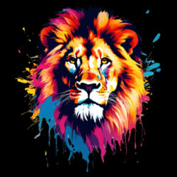 Vibrant Colorful Paint Splatter | Lion - Kids T-Shirt Design