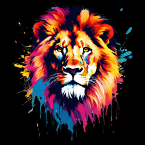 Vibrant Colorful Paint Splatter | Lion - Womens Crop T-Shirt Design
