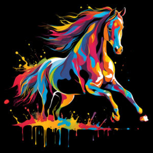 Vibrant Colorful Paint Splatter | Horse - Kids T-Shirt Design