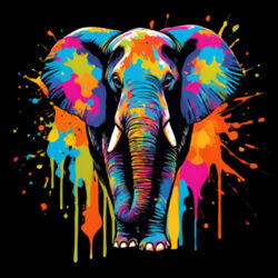 Vibrant Colorful Paint Splatter | Elephant - Kids T-Shirt Design