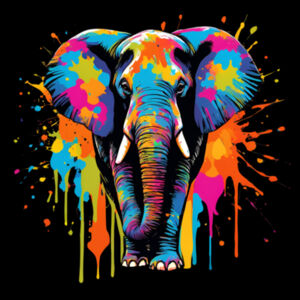 Vibrant Colorful Paint Splatter | Elephant - Kids T-Shirt Design