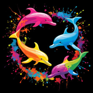 Vibrant Colorful Paint Splatter | Dolphins - Womens Crop T-Shirt Design