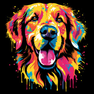Vibrant Colorful Paint Splatter | Dog - Womens Maple T-Shirt Design