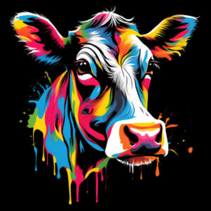 Vibrant Colorful Paint Splatter | Cow - Kids T-Shirt Design