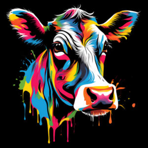 Vibrant Colorful Paint Splatter | Cow - Womens Crop T-Shirt Design