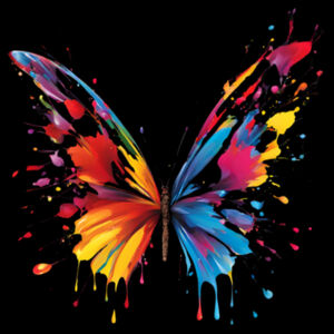 Vibrant Colorful Paint Splatter | Butterfly - Womens Mail T-Shirt Design