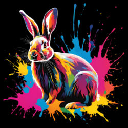 Vibrant Colorful Paint Splatter | Bunny Rabbit - Kids T-Shirt Design