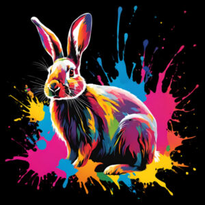 Vibrant Colorful Paint Splatter | Bunny Rabbit - Kids T-Shirt Design