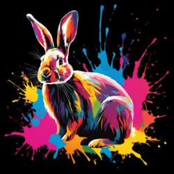 Vibrant Colorful Paint Splatter | Bunny Rabbit - Womens Upside Tank Design