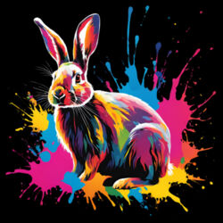 Vibrant Colorful Paint Splatter | Bunny Rabbit - Womens Crop T-Shirt Design
