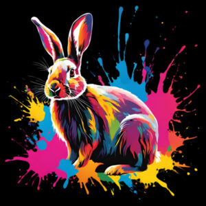 Vibrant Colorful Paint Splatter | Bunny Rabbit - Mens Staple T-Shirt Design