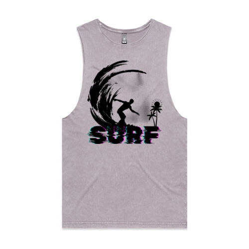Beach Bum Surfs Up Guys - Mens Stone Wash Barnard Tank Thumbnail