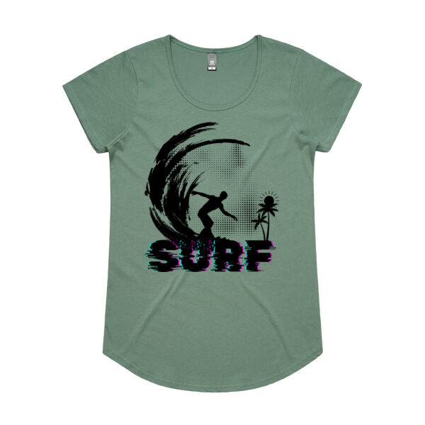 Beach Bum Surfs Up Guys - Womens Mali T-Shirt Thumbnail