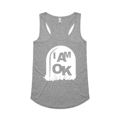 I AM OK Biding Time - Womens Racerback Singlet Thumbnail