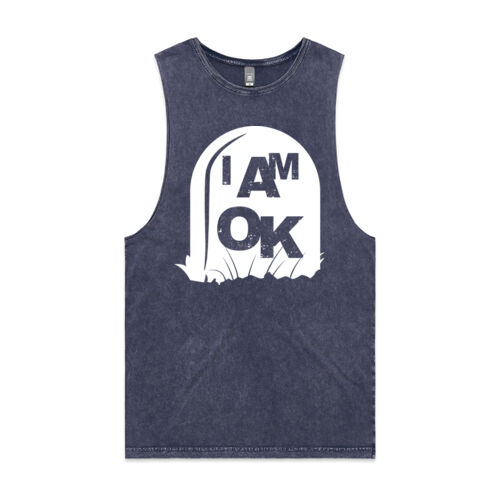 I AM OK Biding Time - Mens Stone Wash Barnard Tank Thumbnail