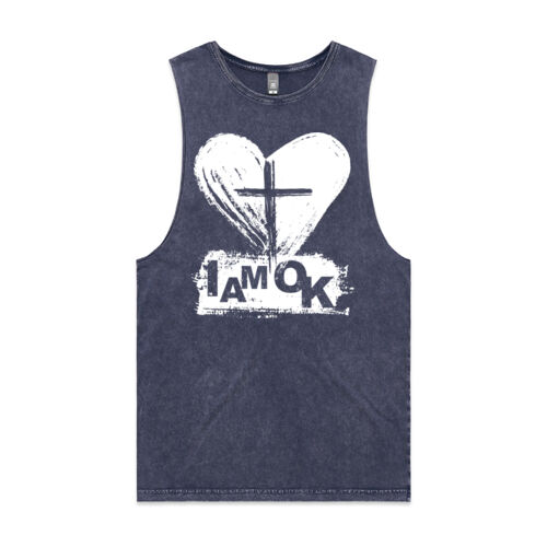 I AM OK Faith - Mens Stone Wash Barnard Tank Thumbnail