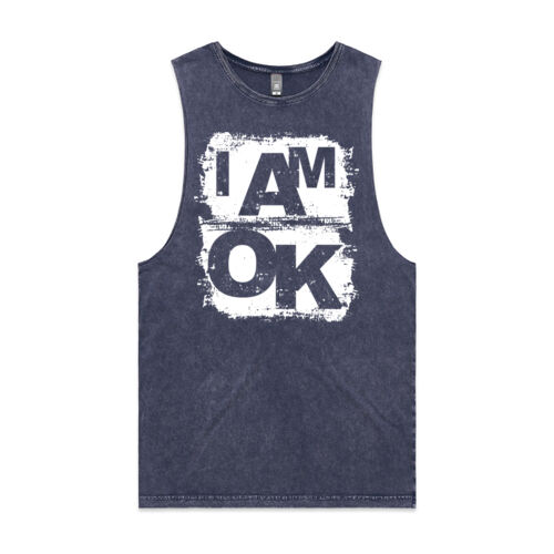 I AM OK - Mens Stone Wash Barnard Tank Thumbnail