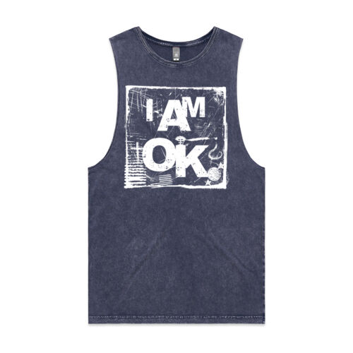 I AM OK RU SURE - Mens Stone Wash Barnard Tank Thumbnail