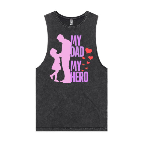 MY DAD MY HERO HEARTS - Mens Stone Wash Barnard Tank Thumbnail