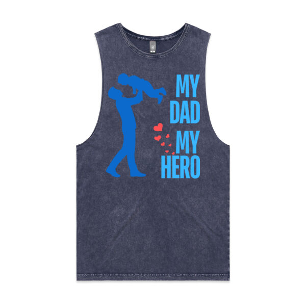 MY DAD MY HERO PLAYING - Mens Stone Wash Tank Thumbnail