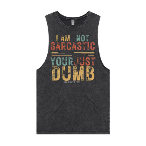 I AM NOT SARCASTIC VINTAGE - Mens Stone Wash Barnard Tank Thumbnail