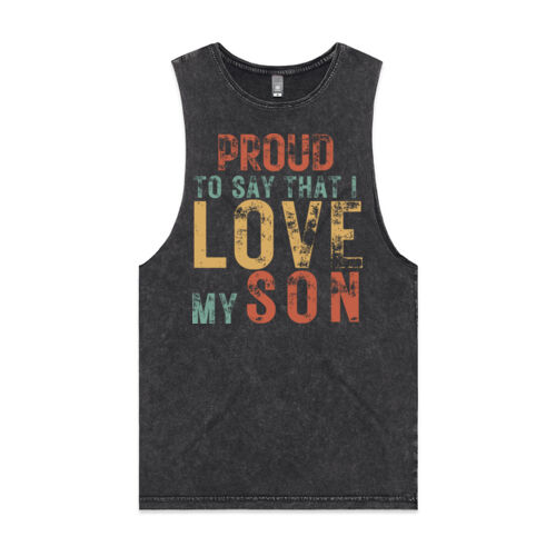 I LOVE MY SON VINTAGE - Mens Stone Wash Barnard T-Shirt Thumbnail