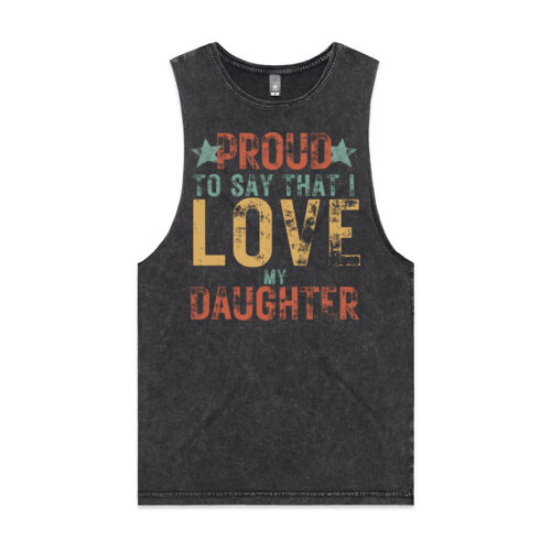 I LOVE MY DAUGHTER VINTAGE - Mens Stone Wash Barnard Tank Thumbnail