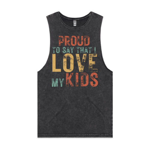I LOVE MY KIDS VINTAGE - Mens Stone Wash Barnard Tank Thumbnail