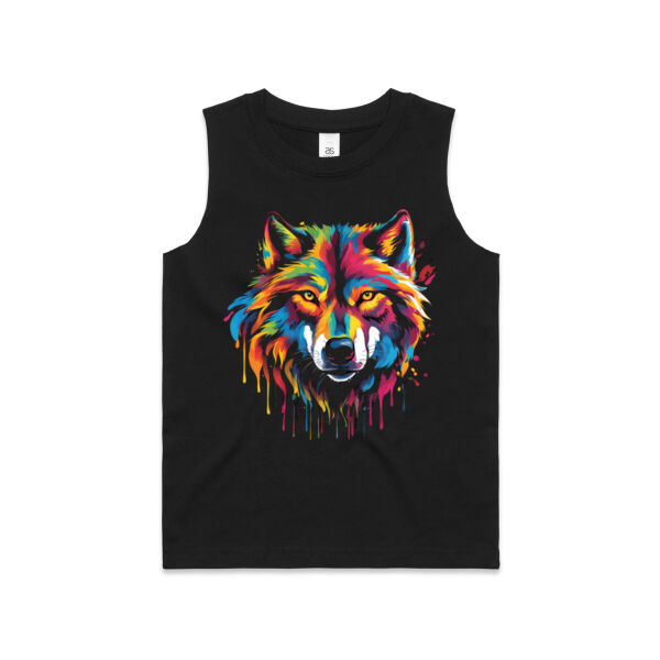 Vibrant Colourful Paint Splatter | Wolf - Kids Barnard Tank Thumbnail