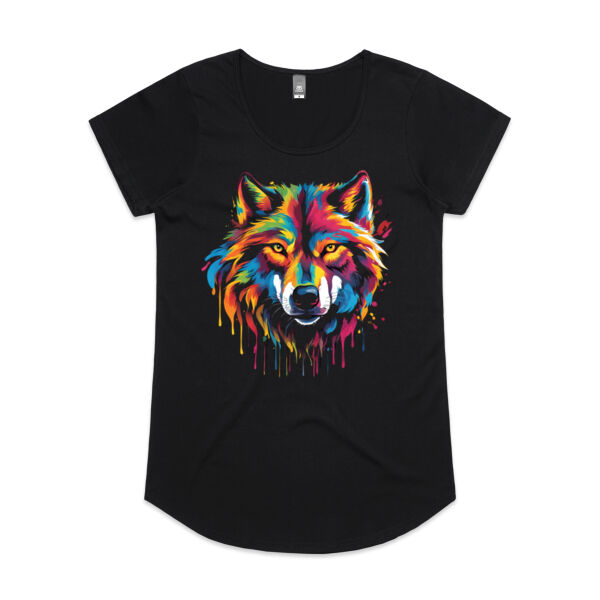 Vibrant Colourful Paint Splatter | Wolf - Womens Mali T-Shirt Thumbnail