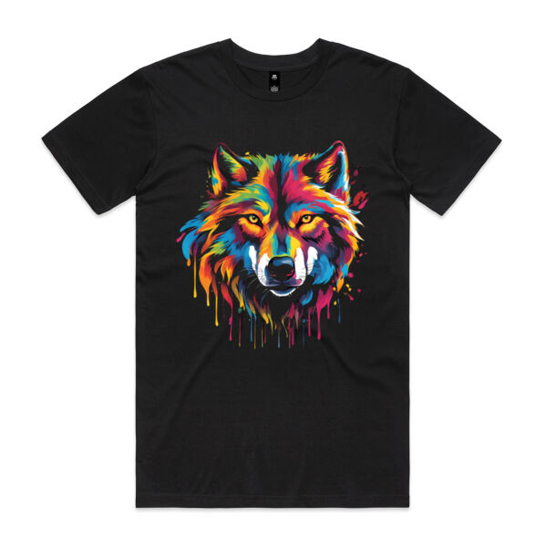 Vibrant Colourful Paint Splatter | Wolf - Mens Staple T-Shirt Thumbnail