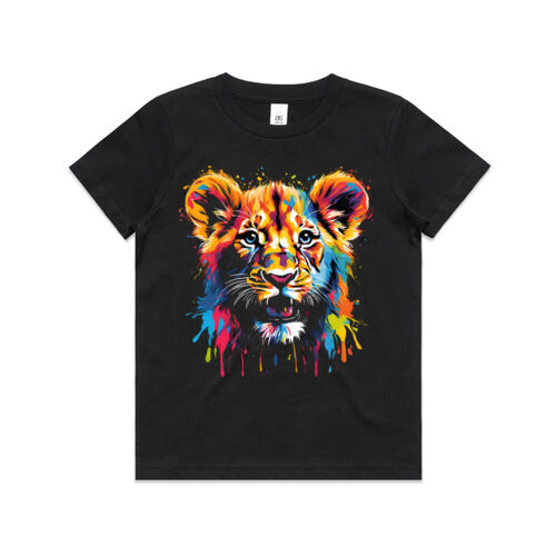 Vibrant Colourful Paint Splatter | Tiger Cub - Kids T-Shirt Thumbnail