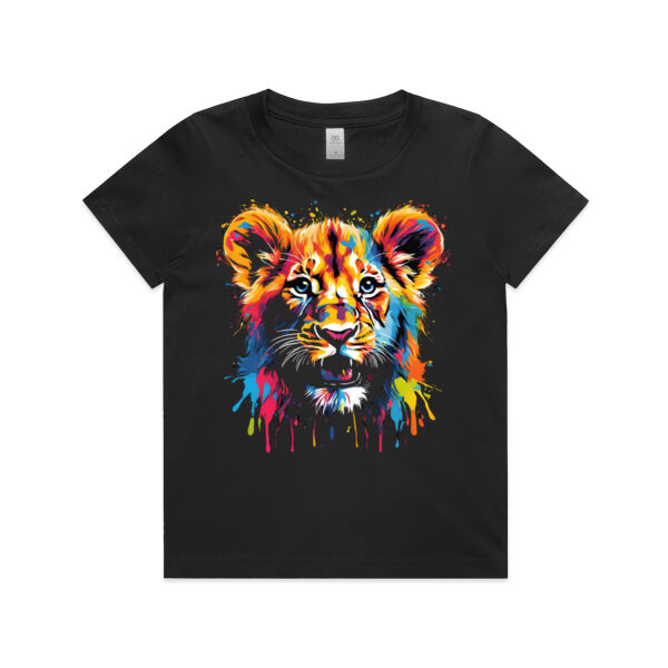 Vibrant Colourful Paint Splatter | Tiger Cub - Kids T-Shirt Thumbnail