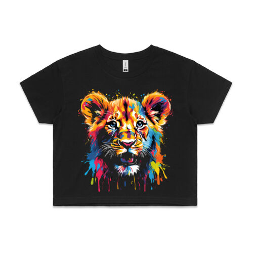 Vibrant Colourful Paint Splatter | Tiger Cub - Womens Crop Tee Thumbnail