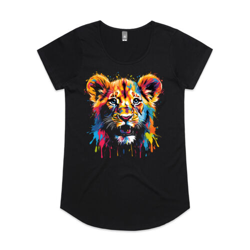 Vibrant Colourful Paint Splatter | Tiger Cub - Womens Mali T-Shirt Thumbnail
