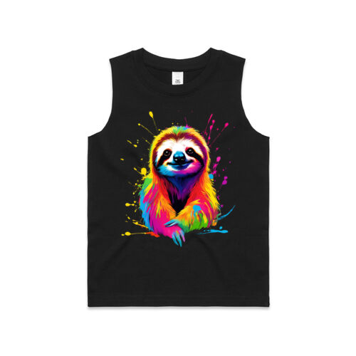 Vibrant Colorful Paint Splatter | Sloth - Kids Barnard Tank Thumbnail