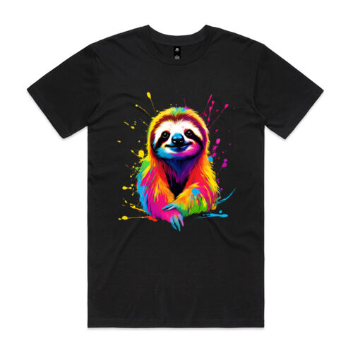 Vibrant Colorful Paint Splatter | Sloth - Mens Staple T-Shirt Thumbnail