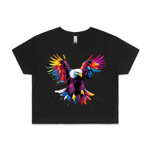 Vibrant Colourful Paint Splatter | Soaring Eagle - Womens Crop T-Shirt Thumbnail