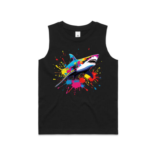 Vibrant Colorful Paint Splatter | Shark - Kids Barnard Tank Thumbnail