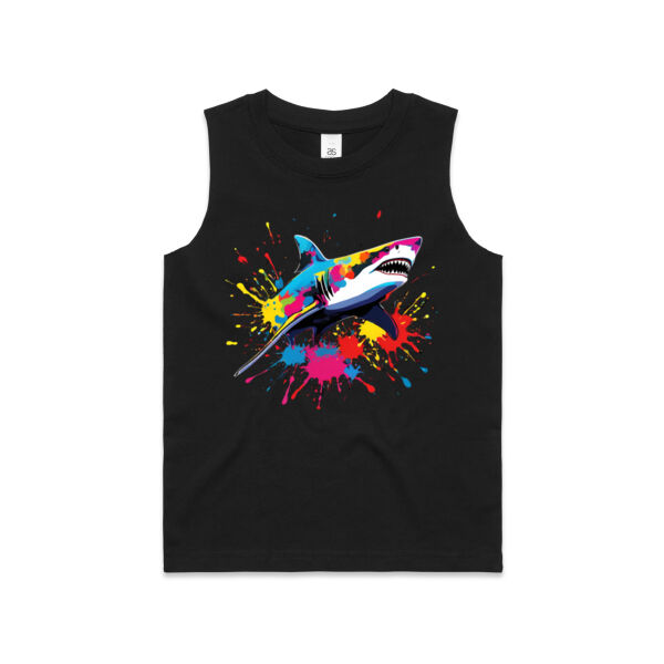 Vibrant Colorful Paint Splatter | Shark - Kids Barnard Tank Thumbnail