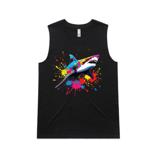 Vibrant Colorful Paint Splatter | Shark - Womens Upside Tank Thumbnail