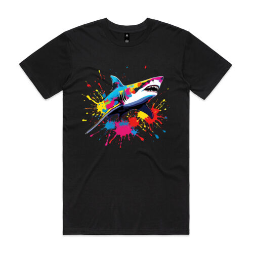 Vibrant Colorful Paint Splatter | Shark - Mens Staple T-Shirt Thumbnail