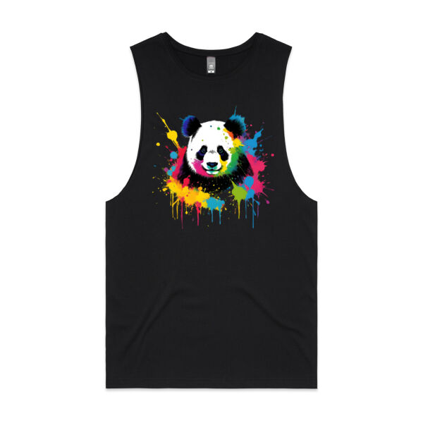 Vibrant Colorful Paint Splatter | Panda - Mens Barnard Tank Thumbnail